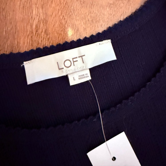 LOFT Brushed Pointelle Tee in Deep Space Blue - Picture 2 of 3